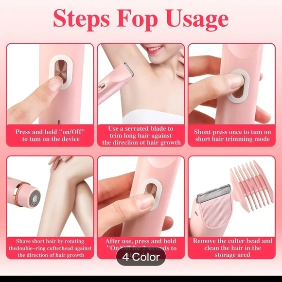 Pink Dual-Head Electric Hair Trimmer - Picture 3 of 11